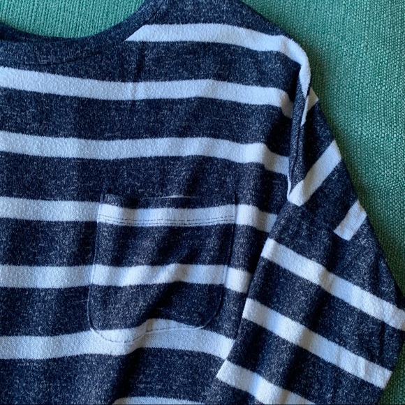 Merona | navy & white striped long sleeve | M - Picture 2 of 4
